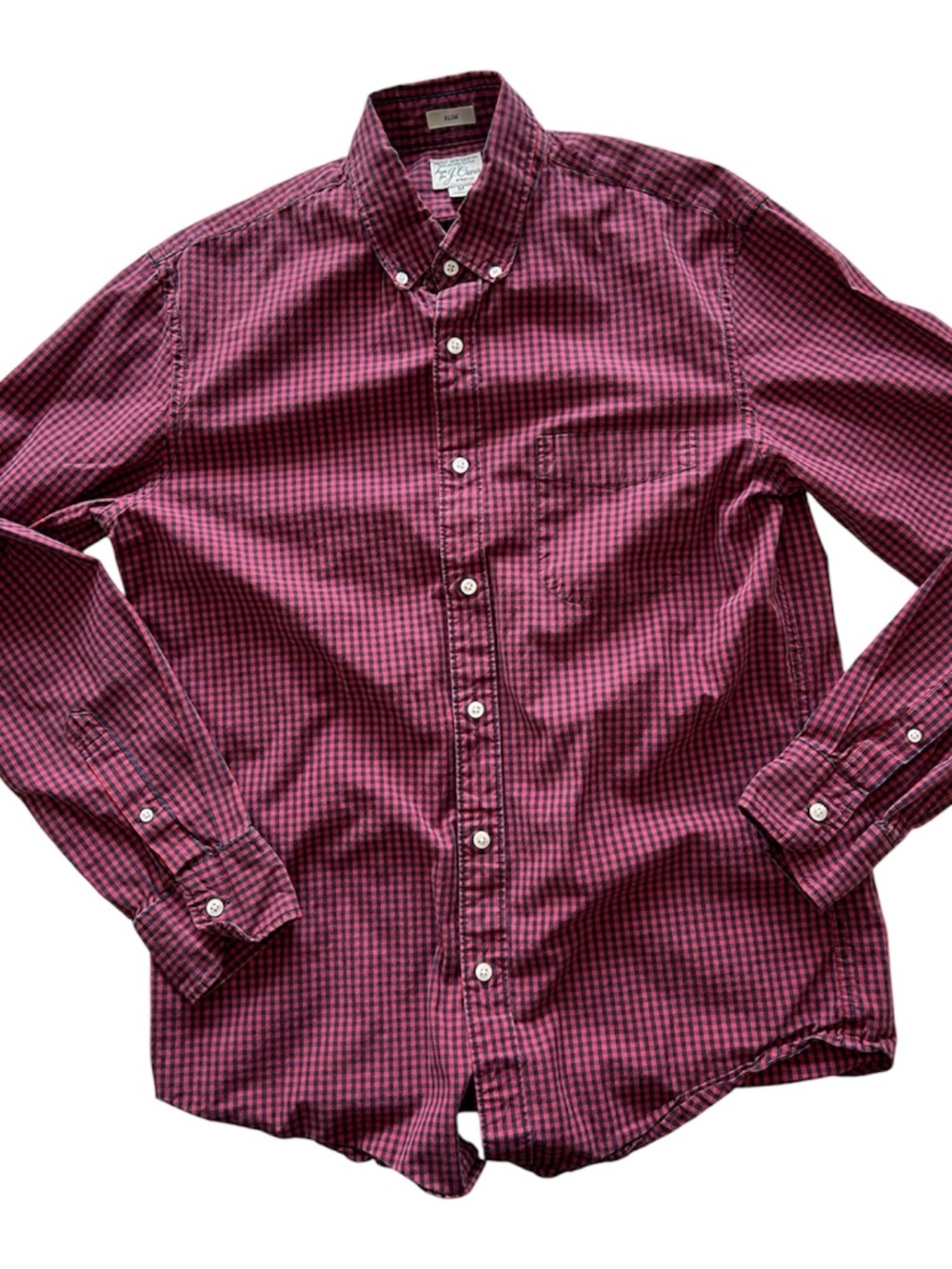 J. Crew Re-Imagine Red Plaid Long Sleeve Slim Buttoned Shirt M